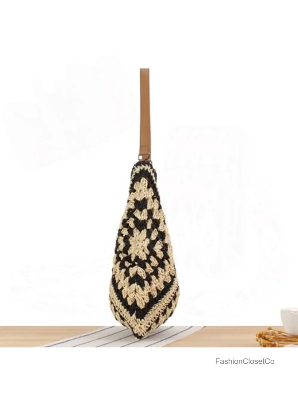 Boho Woven Straw Hobo Bag Large Summer Beach Purse Shoulder Tote